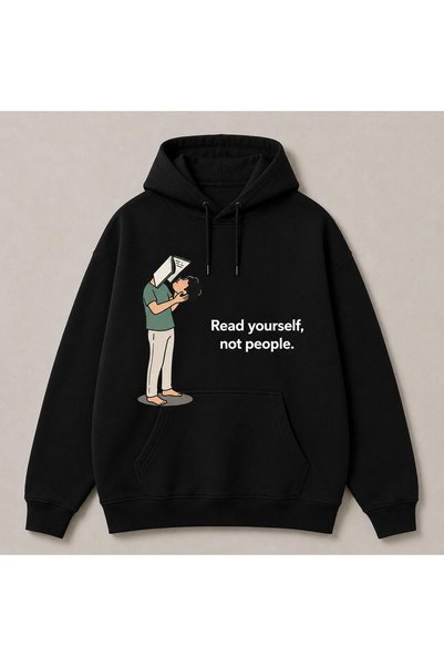 Unisex Siyah Düz Renk Kapüşonlu Sweatshirt