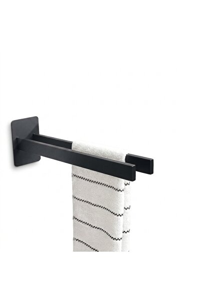 OtherMax Suport Prosop Autoadeziv pentru Baie Oțel Inoxidabil Negru 40cm