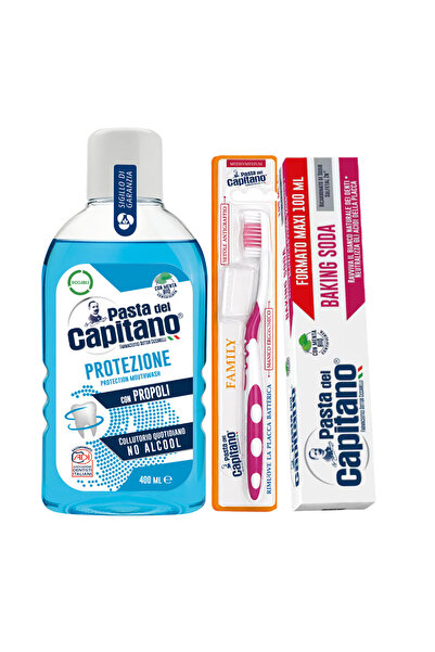 Pasta Del Capitano Pastă de dinți cu bicarbonat 100ml + Apă de gură pentru pr...
