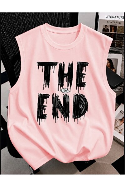 classy moda Unisex Oversize Αθλητικό Φανελάκι με την επιγραφή "The End" και σ...