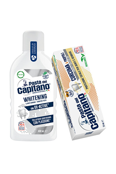 Pasta Del Capitano Pastă de dinți cu turmeric și propolis + apă de gură pentr...