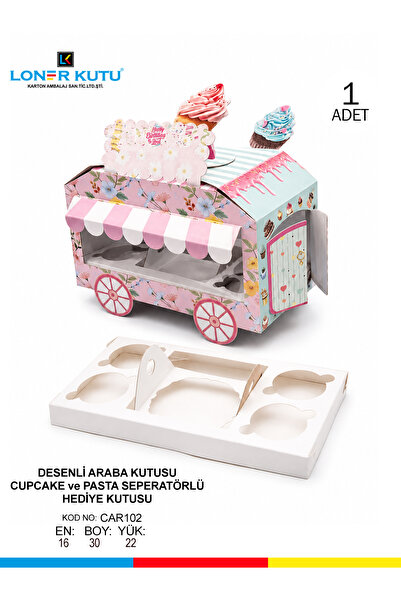 Loner Kutu Hediyelik Kutu Yılbaşı Kutusu Doğum Günü Kutusu Cupcake Kutusu Pas...