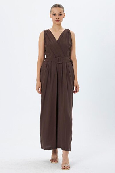 MY GRS V-Neck Belted Modal Fabric Jumpsuit