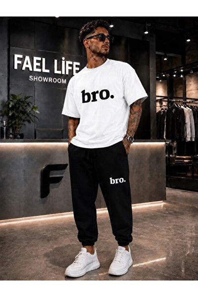 FAEL LİFE New Season Unisex T-Shirt and Sweatpants Bro Printed Set
