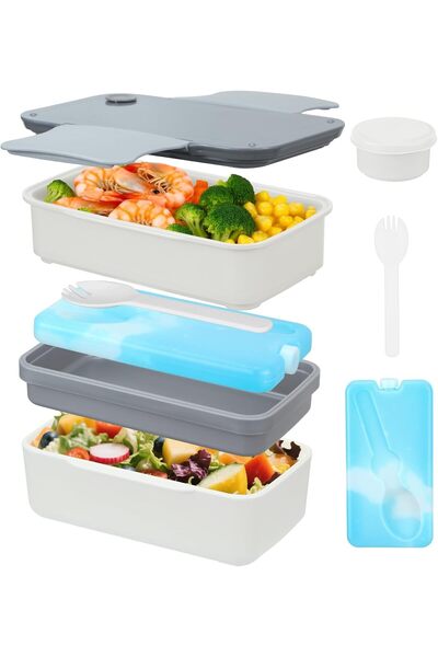 OtherMax Bento Lunch Box cu 4 Niveluri cu Accesorii Etanș pentru Prânz Alb 15...