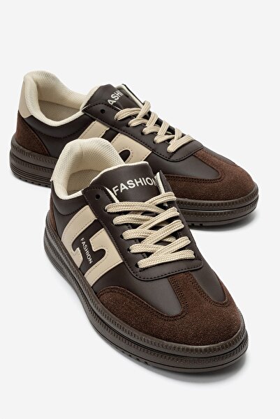 CCWAY AYAKKABI Double-Faced H-Li Skin Women's Sports Shoes Brown Beige