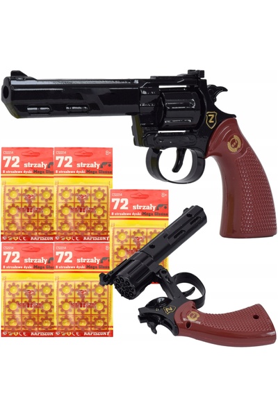 Skleplolki Revolver de jucărie metalic cu capse, negru-maro, 20 cm, set 720 f...