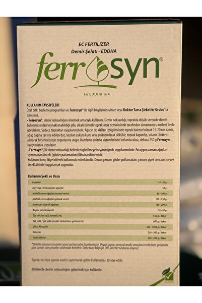 DOKTOR TARSA Ferrosyn Fe EDDHA %6 Şelatlı Demir Gübresi 1 KG