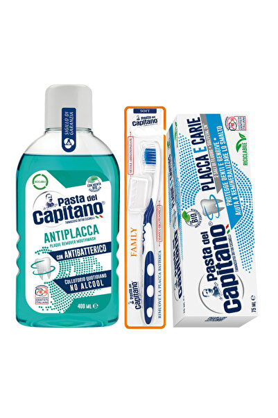 Pasta Del Capitano Pastă de dinți anti-placă și anti-carii + apă de gură anti...