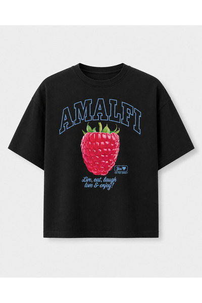 fingerjewerly Strawberry Fun Printed Oversize T-Shirt Unisex 80% Cotton Boxy ...