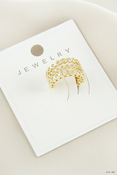 ZERO LAND Ilkestor Round Zircon Stone Luxury Cartilage (201906) Earrings Yellow