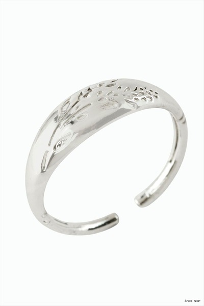 ZERO LAND Ilkestor Flower Embroidered Metal Ring (203723) Silver Color