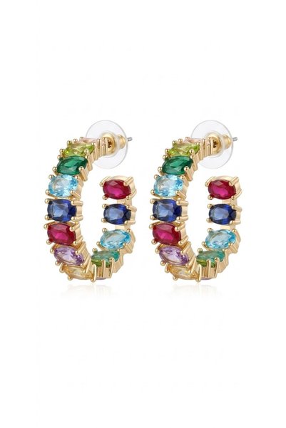 GenelTedarik Women's Colorful Stone Stylish Earrings, Non-Tarnishable, Rust-P...