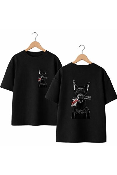 playwear Blessed Doberman Back and Front Chest Printed 100% Cotton Oversize L...