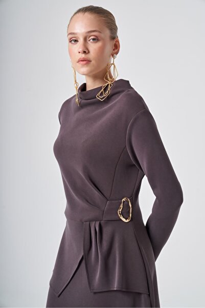 Nuss 2051 Dress with Buckle Detail Brown