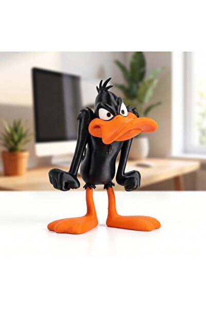 Omni 18 cm Daffy Duck Yüksek Kaliteli 3D Figür - Sevimli Kahramanlar Serisi Oyuncak Biblo - Çevre Dostu PLA Malzeme - Siyah Turuncu Masaüstü Dekoratif Hediyelik