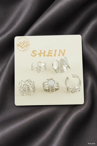 ZERO LAND Ilkestor 6 Pieces Heart Luxury Joint Rings (202623) Silver Color