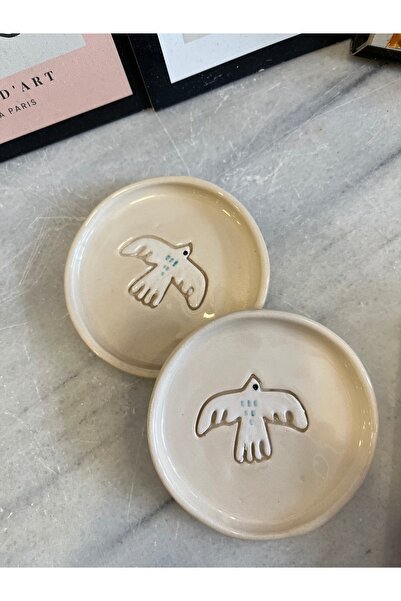2'li seramik Martı kahve tabağı 10 cm