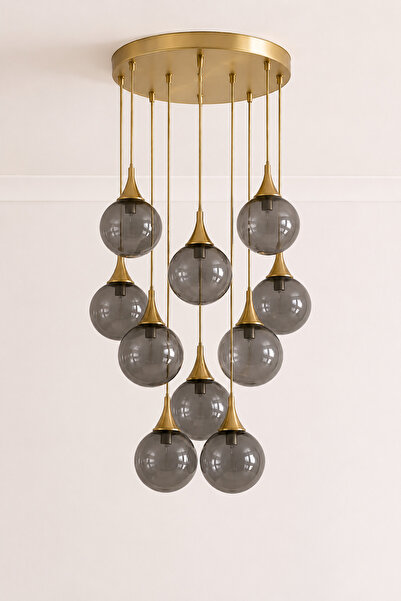 akyzlighting 10'LU FÜME GLOP CAMLI ESKİTME SARKIT AVİZE