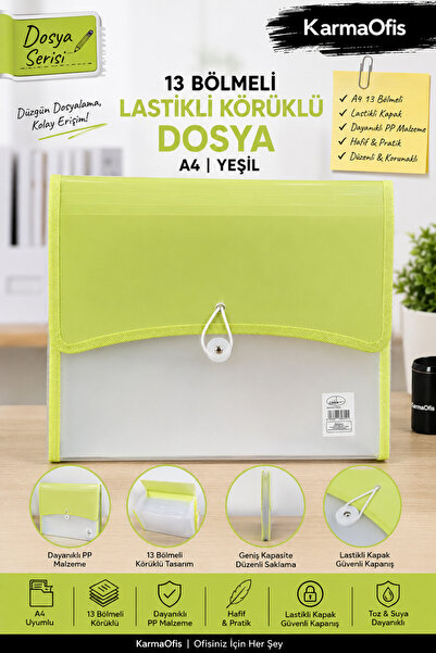 KarmaOfis A4 13-Compartment Elastic Bellows File |   Document Organizer Multi...