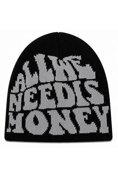Stay Out ALL WE NEED IS MONEY SİYAH GRİ BERE