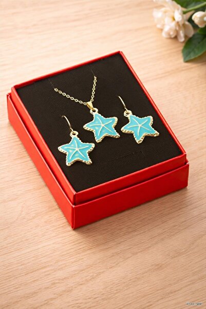 ZERO LAND Ilkestor Starfish Enamel Boxed Necklace (203348) Set Turquoise