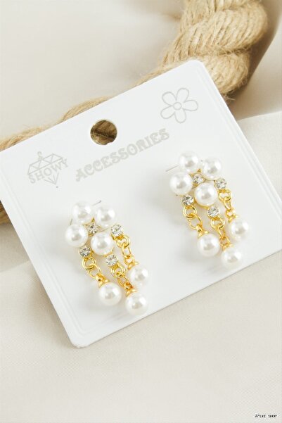 ZERO LAND Ilkestor Cluster Stone Pearl (201156) Earrings Yellow