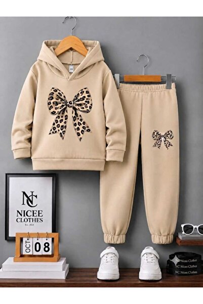 Leto Lykia Children's Tracksuit Set Unisex (Leopard Color with Ribbon Winter ...