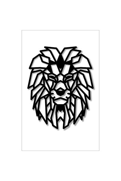OEM Decor de perete, MDF, Formă de leu, 50cmX40cm, Negru