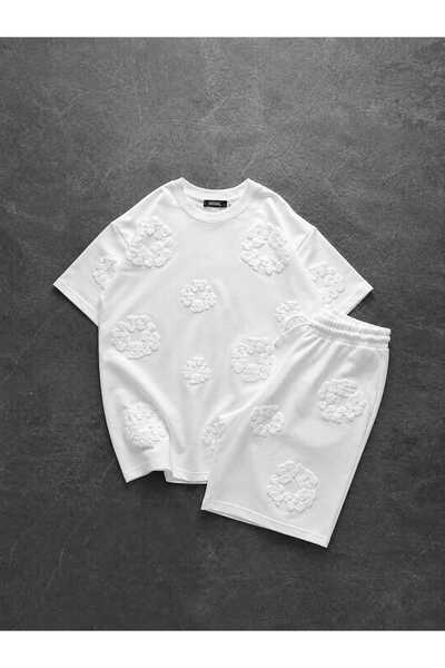 Urban Look Unisex Oversize Çiçek Desenli Tişört Şort Takımı – Çok Renkli