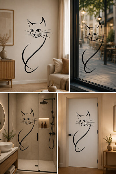 Duvar Sticker, Cam Stciker, Ayna Sticker - Kedi