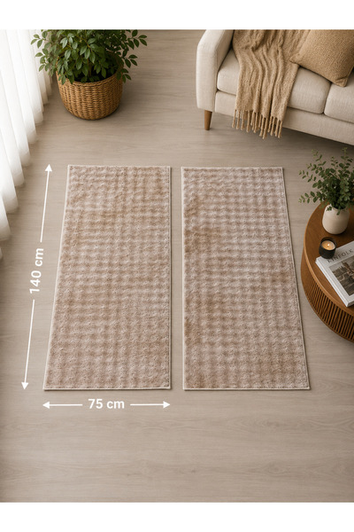 OEM Set 2 Traverse Bubble Pufoase Bej/Crem – Antiderapante cauciucate 75x140 cm