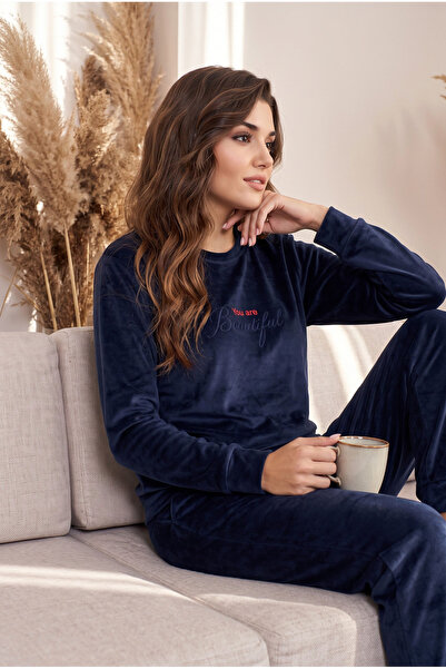 Star Fashion Pijama dama din catifea Premium, bluza cu maneca lunga si pantal...
