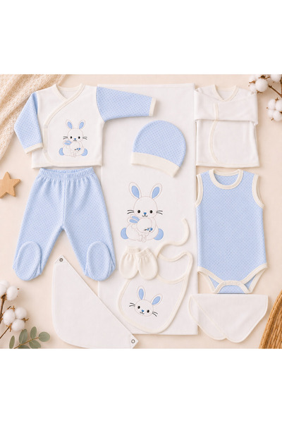 Petino 10 Piece Premium Baby Hospital Discharge Set Rabbit Patterned Newborn Set