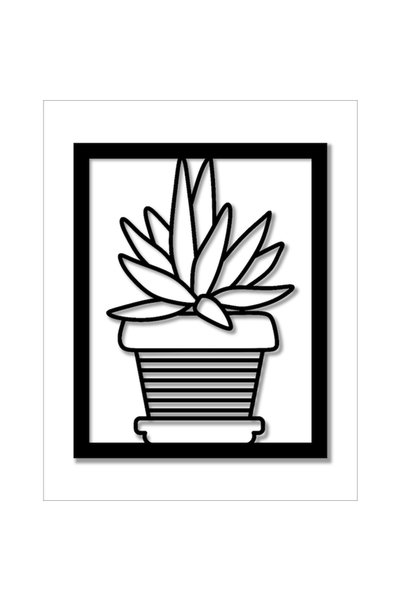 OEM Decor de perete, MDF, Plante în ghiveci, 50x40 cm, Negru