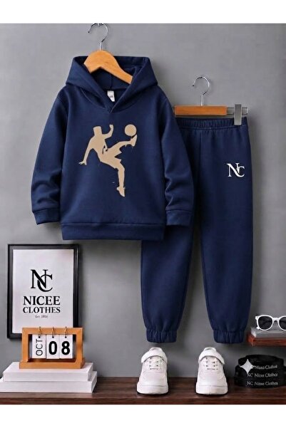 Leto Lykia Children's Tracksuit Set Unisex (Beige Colored Röveşeta Winter Print)