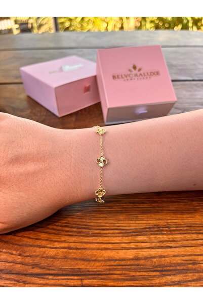Belvora Luxe Tılsım Yonca Sıralı Zincir Bileklik |