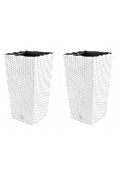 Solplant Set 2 ghivece de flori, Rato, imitatie ratan, inalte, 22.5x22.5x42 c...