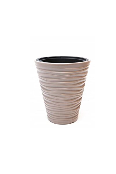 Solplant Ghiveci decorativ de flori, rotund, cafeniu, 11/21 L, 34.5x38.5 cm, ...
