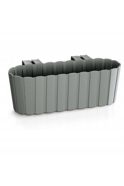 Solplant Jardiniera decorativa, suport plastic, gri, 4.9 L, 38.3x21.2x13 cm, ...