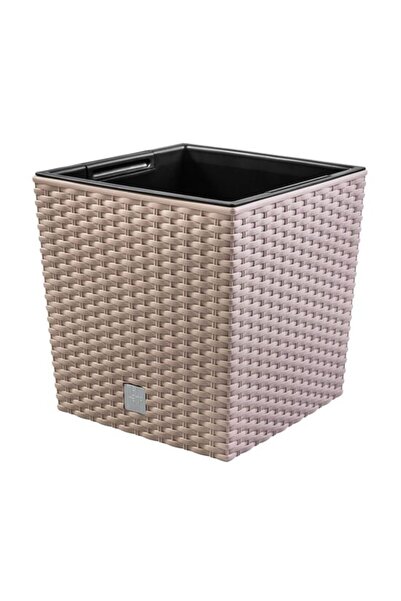 Solplant Ghiveci de flori, Prosperplast, Rato Low, patrat, 32 L, imitatie rat...