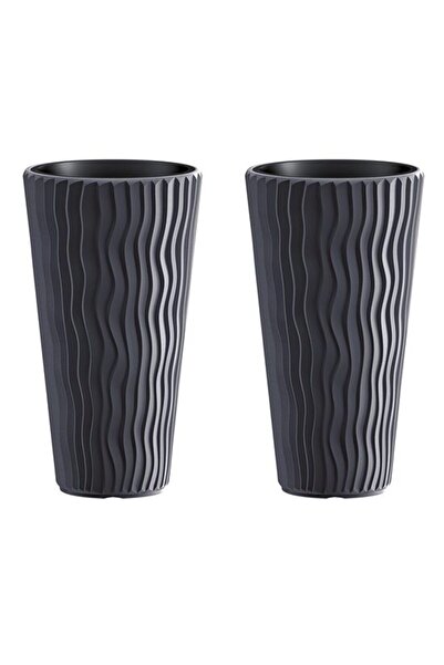 Solplant Set 2 ghivece de flori, Sandy Slim, rotunde, inalte, 29.7x53.1 cm, a...