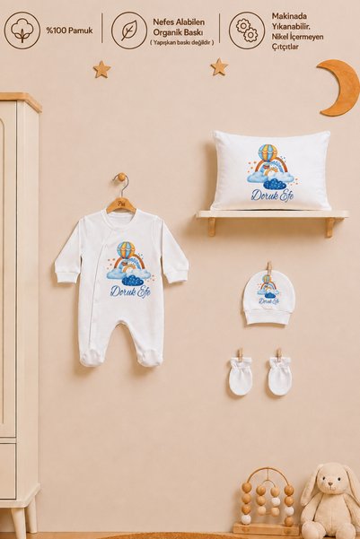Pia Baby İsme Özel Erkek Bebek Tulum %100 Pamuk Organik Baskılı İsimli Bebek ...
