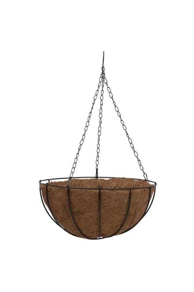 Solplant Ghiveci decorativ cu lant, rotund, nuca de cocos, 35x35x17 cm