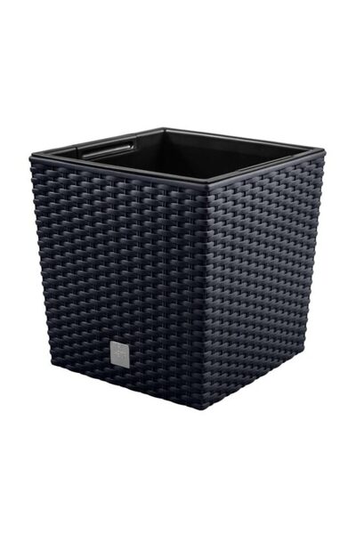 Solplant Ghiveci de flori, Prosperplast, Rato Low, patrat, imitatie ratan, an...