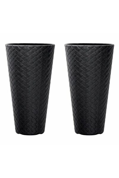 Solplant Set 2 ghivece de flori, Matuba Slim, rotunde, inalte, 30x55 cm, antr...