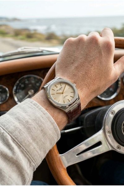 Lee Cooper Silver Case Men's Wristwatch |   42mm Stainless Steel Case, Brown Leather Strap