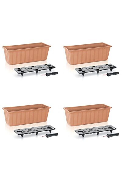 Solplant Set 4 jardiniere decorative cu sistem de irigare, 11 L, 60x18x14 cm,...