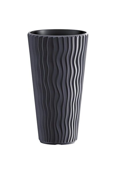 Solplant Ghiveci decorativ de flori, rotund, inalt, antracit, 18/45 L, 39x70....