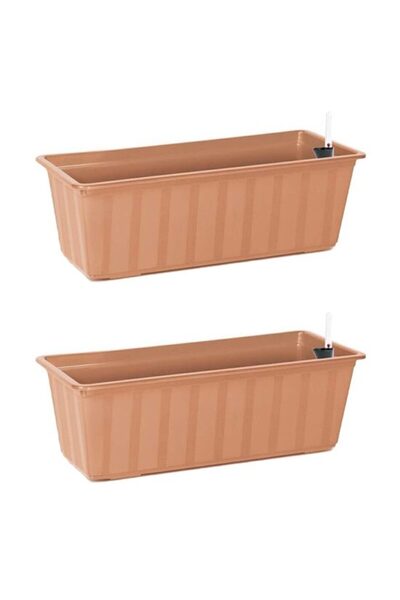 Solplant Set 2 jardiniere pentru flori cu sistem irigatie, maro, 11 L, 60x18x...